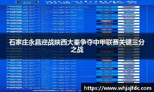 石家庄永昌迎战陕西大秦争夺中甲联赛关键三分之战